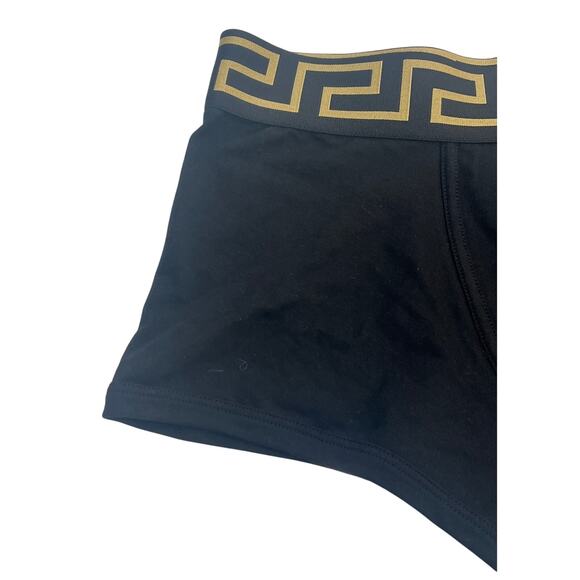 M2-18 VERSACE Men's Greca Trunks Black Cotton Deadstock Size 4/30-32/S - Picture 4 of 11